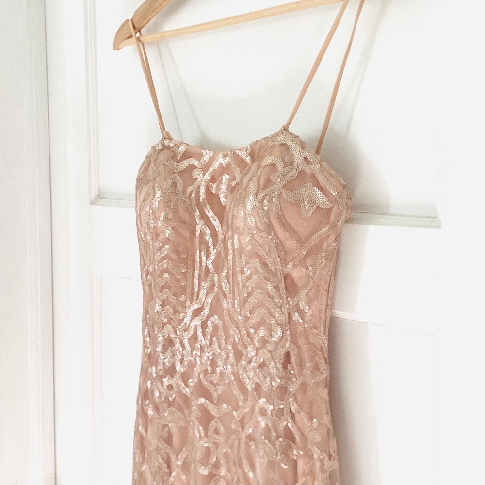 Wtoo Talisa Sequence Mesh Strapless Gown Latte Co… - image 4